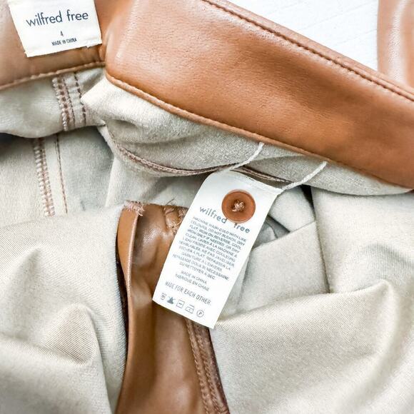 Wilfred Free Aritzia Faux Leather Brown Skinny Jeans Size 4 - Picture 5 of 7